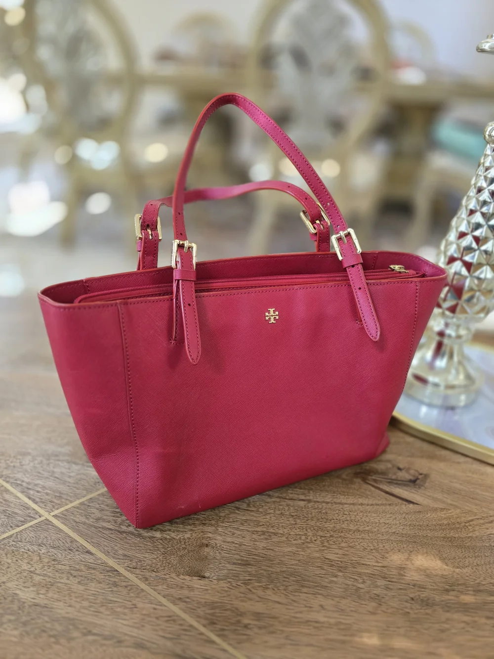 Tory Burch Pink Leather Tote Bag